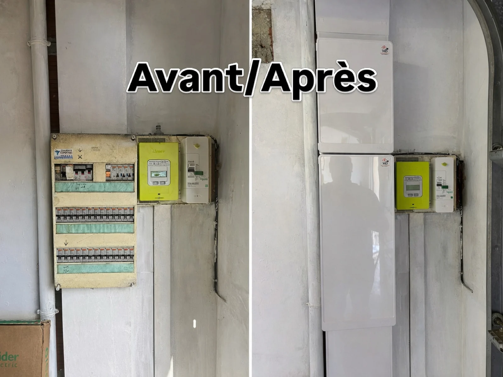 Comparaison avant et après rénovation d’un tableau électrique à Saint-Just-en-Chaussée